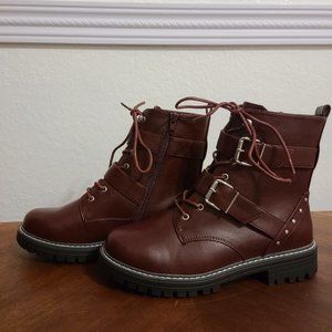 So Womens Combat Boots Finley-Burgundy-New